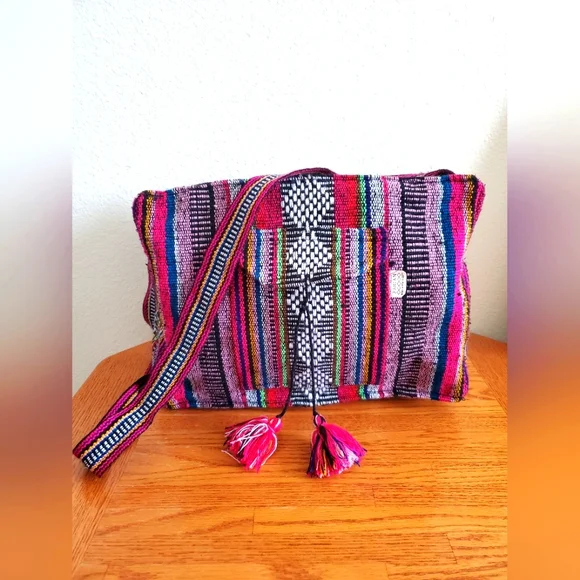 Handcrafted Colorful Striped Boho Women's Shoulder Bag - Picture 1 of 15